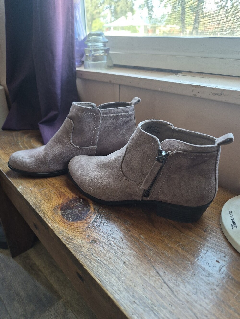 Arizona Jean Company Taupe Suede Ankle Booties with Side Zip